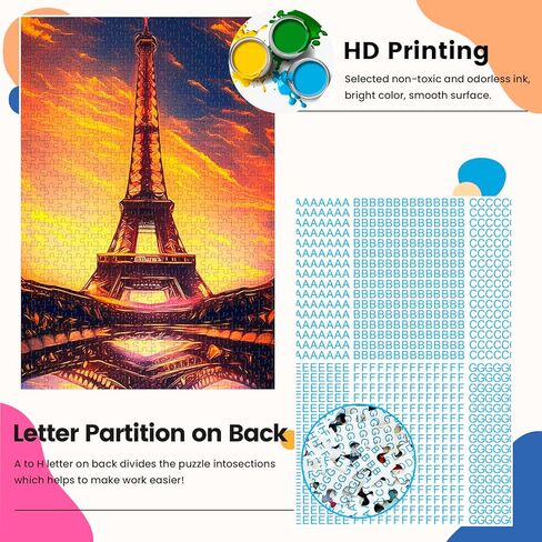 ألغاز Edsjegn للبالغين 1000 قطعة، ألغاز 1000 قطعة للبالغين، ألغاز الصور المقطوعة 1000 قطعة، ألغاز برج إيفل غروب الشمس، ألعاب ألغاز، ألغاز كبيرة in Kuwait