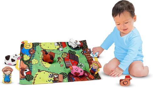 Melissa & Doug Take-Along Farm Baby and Toddler Play Mat (19.25 x 14.5 inches) With 9 Animals - Folds To Be Convenient Storage Bag for Travel in Saudi Arabia