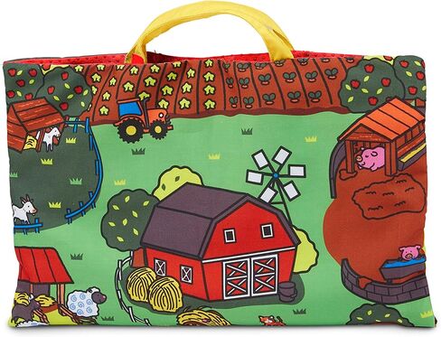 Melissa & Doug Take-Along Farm Baby and Toddler Play Mat (19.25 x 14.5 inches) With 9 Animals - Folds To Be Convenient Storage Bag for Travel in Saudi Arabia
