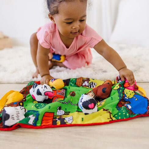 Melissa & Doug Take-Along Farm Baby and Toddler Play Mat (19.25 x 14.5 inches) With 9 Animals - Folds To Be Convenient Storage Bag for Travel in Saudi Arabia
