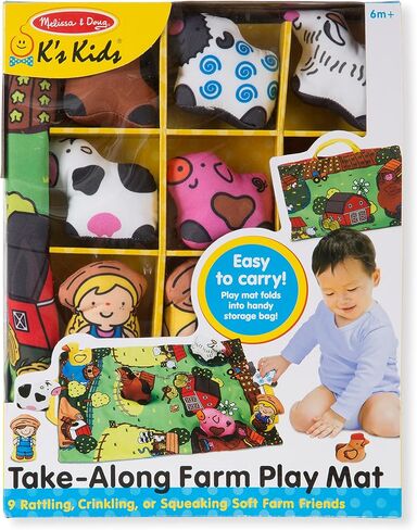 Melissa & Doug Take-Along Farm Baby and Toddler Play Mat (19.25 x 14.5 inches) With 9 Animals - Folds To Be Convenient Storage Bag for Travel in Saudi Arabia