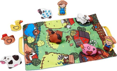 Melissa & Doug Take-Along Farm Baby and Toddler Play Mat (19.25 x 14.5 inches) With 9 Animals - Folds To Be Convenient Storage Bag for Travel in Saudi Arabia