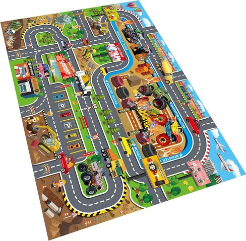 Oriate Kids Toy Dream Mat Monster Truck Activity Playmat, Multi Color Parent-Child Interaction Game Rug, Ideal Children's Educational Floor Mats for Monster Cars Construction Truck Toys 552-M in Kuwait
