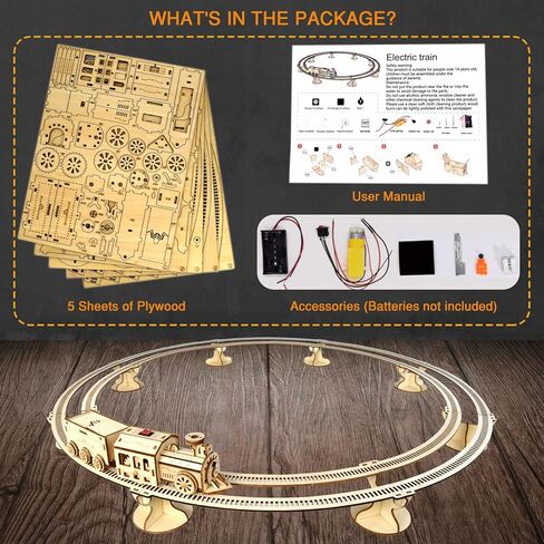 مجموعة احجية خشبية ثلاثية الابعاد من يوجوتر، مجموعة قطار كهربائي للسكك الحديدية للسكك الحديدية وقاطرة ميكانيكية يمكنك صنعها بنفسك، لعبة ممتعة هدية عيد ميلاد للبالغين والاطفال (قطار صغير ومضمار) in Kuwait