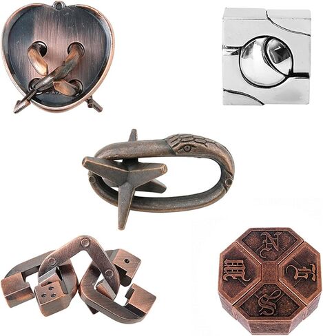 Joyeee 5 قطع ألغاز أسلاك معدنية لتحفيز الدماغ، لعبة فتح اختبار الذكاء العقلي، لعبة ألغاز التحدي التعشيق، لعبة تعليمية هدية للأولاد والبنات والمراهقين والبالغين، C in Kuwait