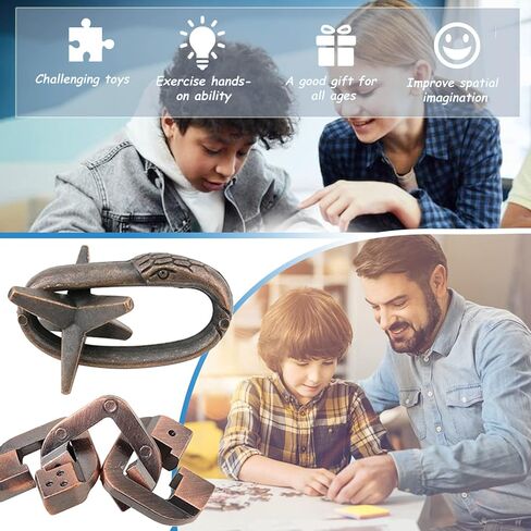 Joyeee 5 قطع ألغاز أسلاك معدنية لتحفيز الدماغ، لعبة فتح اختبار الذكاء العقلي، لعبة ألغاز التحدي التعشيق، لعبة تعليمية هدية للأولاد والبنات والمراهقين والبالغين، C in Kuwait