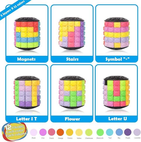 R.Y.TOYS براءة اختراع لتصميم الألغاز الدوارة والمتحركة، ألعاب فيدجيت (استعادة الطلب/إنشاء الأنماط) 8 ألوان، 7 طبقات - قطعة منفصلة للعب السريع، دعابة الدماغ، الألعاب الحسية، هدايا عيد الميلاد، حشوات للتخزين in Kuwait