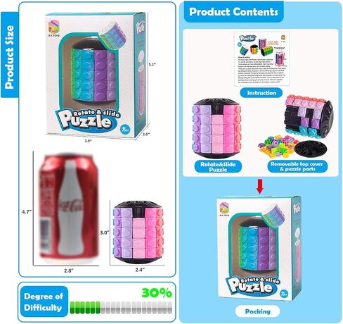 R.Y.TOYS براءة اختراع لتصميم الألغاز الدوارة والمتحركة، ألعاب فيدجيت (استعادة الطلب/إنشاء الأنماط) 8 ألوان، 7 طبقات - قطعة منفصلة للعب السريع، دعابة الدماغ، الألعاب الحسية، هدايا عيد الميلاد، حشوات للتخزين in Kuwait