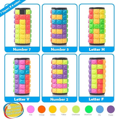 R.Y.TOYS براءة اختراع لتصميم الألغاز الدوارة والمتحركة، ألعاب فيدجيت (استعادة الطلب/إنشاء الأنماط) 8 ألوان، 7 طبقات - قطعة منفصلة للعب السريع، دعابة الدماغ، الألعاب الحسية، هدايا عيد الميلاد، حشوات للتخزين in Kuwait