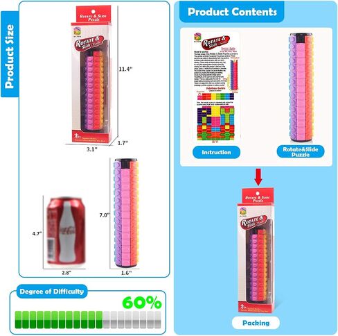 R.Y.TOYS براءة اختراع لتصميم الألغاز الدوارة والمتحركة، ألعاب فيدجيت (استعادة الطلب/إنشاء الأنماط) 8 ألوان، 7 طبقات - قطعة منفصلة للعب السريع، دعابة الدماغ، الألعاب الحسية، هدايا عيد الميلاد، حشوات للتخزين in Kuwait