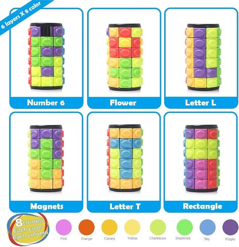 R.Y.TOYS براءة اختراع لتصميم الألغاز الدوارة والمتحركة، ألعاب فيدجيت (استعادة الطلب/إنشاء الأنماط) 8 ألوان، 7 طبقات - قطعة منفصلة للعب السريع، دعابة الدماغ، الألعاب الحسية، هدايا عيد الميلاد، حشوات للتخزين in Kuwait
