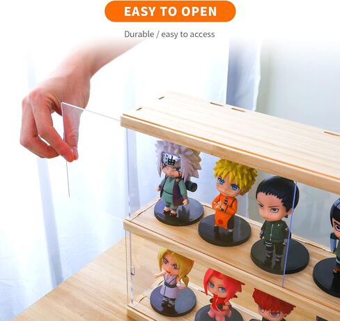 عرض الحالات الاكريليك للمقتنيات | Funko Pop Action Figure Shelf and Toys Beanie Baby Amiibo حامل حائط مصغر عرض صغير (صفين)، بني فاتح in Kuwait