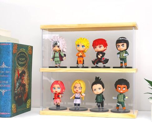 عرض الحالات الاكريليك للمقتنيات | Funko Pop Action Figure Shelf and Toys Beanie Baby Amiibo حامل حائط مصغر عرض صغير (صفين)، بني فاتح in Kuwait