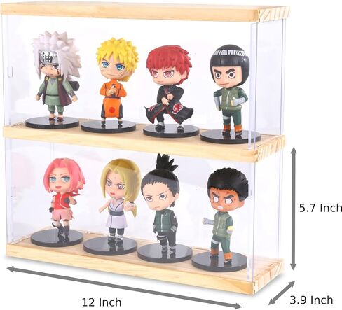 عرض الحالات الاكريليك للمقتنيات | Funko Pop Action Figure Shelf and Toys Beanie Baby Amiibo حامل حائط مصغر عرض صغير (صفين)، بني فاتح in Kuwait