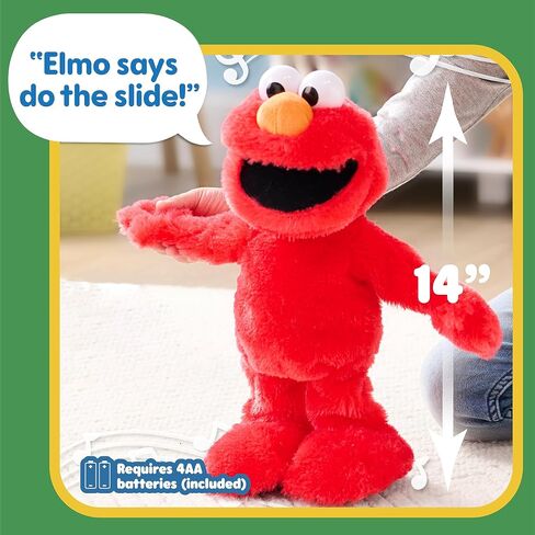 Sesame Street Elmo Slide Singing and Dancing 14-inch Plush, Pretend Play, Interactive Toy, Kids Toys for Ages 2 Up by Just Play in Saudi Arabia