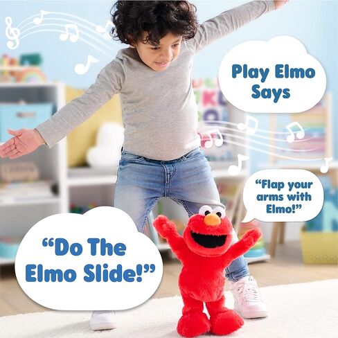 Sesame Street Elmo Slide Singing and Dancing 14-inch Plush, Pretend Play, Interactive Toy, Kids Toys for Ages 2 Up by Just Play in Saudi Arabia