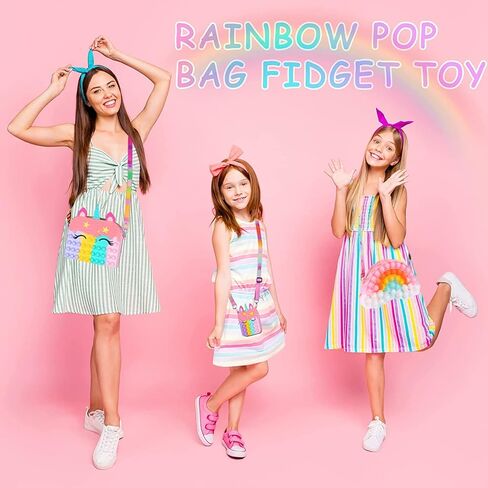 Aucma 2 Pack Purse for Girls Toys Gift Rainbow Cloud Pink Unicorn Crossbody Handbag Bag Kid 3 4 5 6 7 8 9 10 11 12 Years Old Birthday Valentines Christmas Stocking Easter Basket Stuffers Stuff in Kuwait