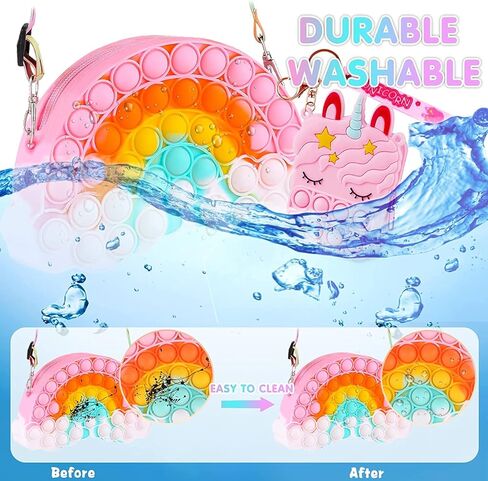 Aucma 2 Pack Purse for Girls Toys Gift Rainbow Cloud Pink Unicorn Crossbody Handbag Bag Kid 3 4 5 6 7 8 9 10 11 12 Years Old Birthday Valentines Christmas Stocking Easter Basket Stuffers Stuff in Kuwait
