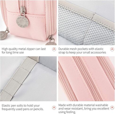CICIMELON Large Capacity Pencil Case 3 Compartment Pouch Pen Bag for School Teen Girl Boy Men Women (Pink) in Kuwait