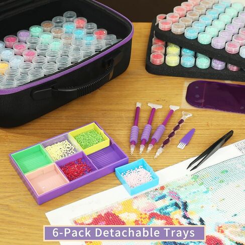 Douorgan Diamond Painting Storage Containers 60 Slots Accessories and Tools Portable Diamond Painting Organizer Shockproof Diamond Art Storage Case Jewelry Beads Storage Box in Kuwait