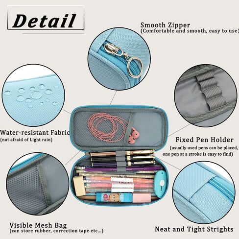 FUXINGYAO Pencil Case, Multi- Slot Pencil Pouch, Portable Pencil Bag, Pen Case for& Office(Black) in Kuwait