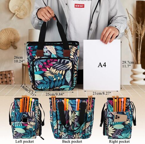 Coopay Portable Crochet Bag, Extra Large Yarn Storage for Crochet Accessories and Supplies, Yarn Bags with Wheels and Telescoping Handle, Durable Knitting Bag for Craft Enthusiasts in Kuwait