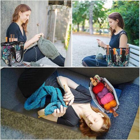 Coopay Portable Crochet Bag, Extra Large Yarn Storage for Crochet Accessories and Supplies, Yarn Bags with Wheels and Telescoping Handle, Durable Knitting Bag for Craft Enthusiasts in Kuwait