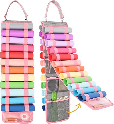 FINESUN Vinyl Roll Holder-24 Compartments Vinyl Storage Organizer,Cricut Accessories Vinyl Holder Wall Craft Organizers and Storage Over The Door Vinyl Roll Storage for Home Craft Closet in Kuwait