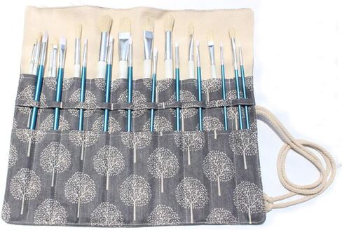 بوسوها حامل فرش الطلاء القابل للطي مصنوع من القماش الكتاني، حقيبة لفراشي المكياج، منظم حماية قابل للطي (15 انش، بدون فرش) in Kuwait