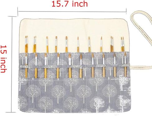 بوسوها حامل فرش الطلاء القابل للطي مصنوع من القماش الكتاني، حقيبة لفراشي المكياج، منظم حماية قابل للطي (15 انش، بدون فرش) in Kuwait