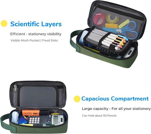 ECHSRT Pencil Case for Men Women, Large Pen Bag for Adults, Portable Pencil Pouch Aesthetic with Handle, Zipper Cases for Office Organizer in Kuwait