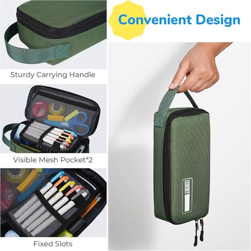 ECHSRT Pencil Case for Men Women, Large Pen Bag for Adults, Portable Pencil Pouch Aesthetic with Handle, Zipper Cases for Office Organizer in Kuwait