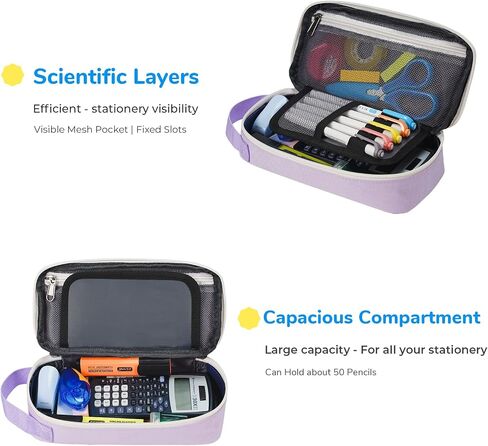 ECHSRT Pencil Case for Men Women, Large Pen Bag for Adults, Portable Pencil Pouch Aesthetic with Handle, Zipper Cases for Office Organizer in Kuwait