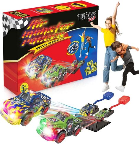 سيارة سباق مبارزة مضيئة للاطفال - سيارتان وحشان، وسادتان اطلاق - مع مصابيح LED وامضة جميلة. لعبة وهدية مثالية للاولاد والبنات من سن 5 سنوات فما فوق - متعة داخلية وخارجية، لعب نشط in Kuwait