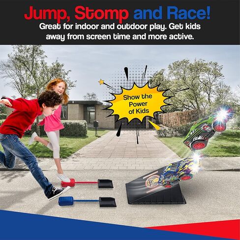 سيارة سباق مبارزة مضيئة للاطفال - سيارتان وحشان، وسادتان اطلاق - مع مصابيح LED وامضة جميلة. لعبة وهدية مثالية للاولاد والبنات من سن 5 سنوات فما فوق - متعة داخلية وخارجية، لعب نشط in Kuwait