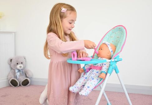 مجموعة لعب الكرسي العالي 5 في 1 من KOOKAMUNGA KIDS - ملحقات دمية الطفل - مجموعة لعب دمية الطفل مع صينية تغذية تتحول إلى حامل دمية، أرجوحة دمية مع حقيبة تغيير وحامل دمية خلفي/أمامي in Kuwait