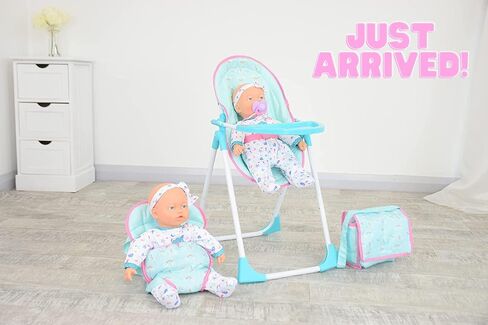 مجموعة لعب الكرسي العالي 5 في 1 من KOOKAMUNGA KIDS - ملحقات دمية الطفل - مجموعة لعب دمية الطفل مع صينية تغذية تتحول إلى حامل دمية، أرجوحة دمية مع حقيبة تغيير وحامل دمية خلفي/أمامي in Kuwait