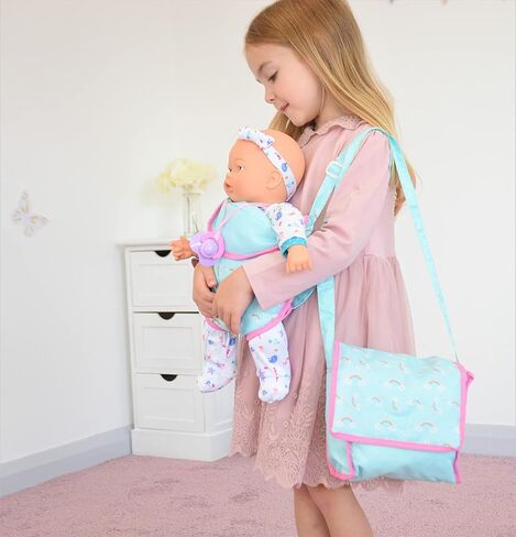 مجموعة لعب الكرسي العالي 5 في 1 من KOOKAMUNGA KIDS - ملحقات دمية الطفل - مجموعة لعب دمية الطفل مع صينية تغذية تتحول إلى حامل دمية، أرجوحة دمية مع حقيبة تغيير وحامل دمية خلفي/أمامي in Kuwait