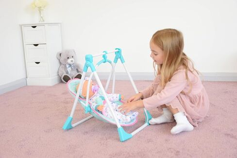 مجموعة لعب الكرسي العالي 5 في 1 من KOOKAMUNGA KIDS - ملحقات دمية الطفل - مجموعة لعب دمية الطفل مع صينية تغذية تتحول إلى حامل دمية، أرجوحة دمية مع حقيبة تغيير وحامل دمية خلفي/أمامي in Kuwait