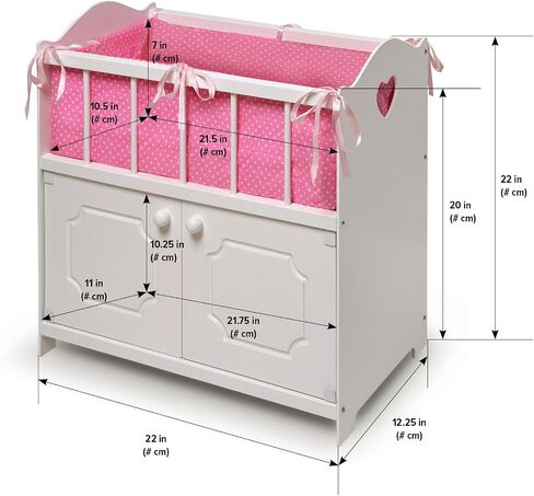 Badger Basket Toy Doll Bed with Storage, Bedding, and Personalization Kit for 22 inch Dolls - White in Saudi Arabia