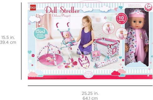 Best Choice Products Kids 15-Piece 13.5in Newborn Baby Doll Nursery Role Play Playset w/ Stroller, Travel Cot, Play Mat, Travel Bag, Carrier, Seat, Accessories in Saudi Arabia
