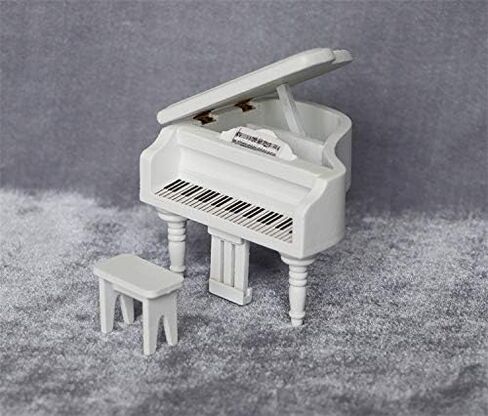 Miniature Piano for Dollhouse Furniture Upright Grand Piano with Stool Instrument 1 12 Ornament Artificial House Scene Accessories Desktop Decoration (White) in Kuwait