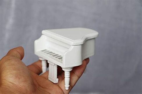Miniature Piano for Dollhouse Furniture Upright Grand Piano with Stool Instrument 1 12 Ornament Artificial House Scene Accessories Desktop Decoration (White) in Kuwait