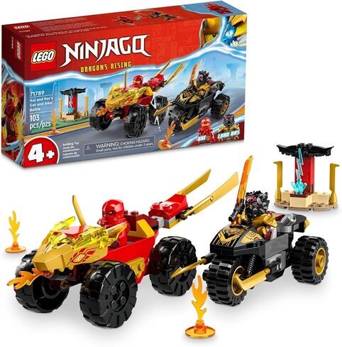 LEGO NINJAGO Kai and Ras’ Car and Bike Battle 71789 Beginner Building Toy Set, Features a Ninja Car Toy and Bike Plus 2 Minifigures, Birthday Gift for Toddlers and Kids Who are Little Ninja Fans in Saudi Arabia
