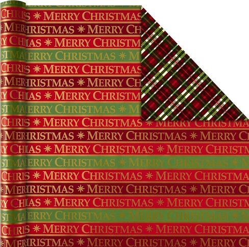 Hallmark Reversible Christmas Wrapping Paper Bundle, Traditional (Pack of 4, 150 sq. ft. ttl.), Red and Green, 4 Pack, Red and Green, 4 Pack in Saudi Arabia