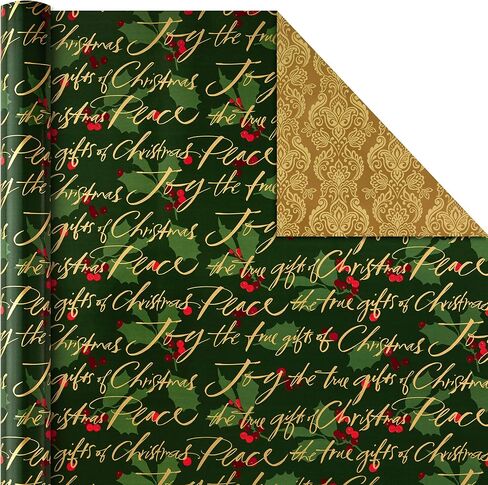 Hallmark Reversible Christmas Wrapping Paper Bundle, Traditional (Pack of 4, 150 sq. ft. ttl.), Red and Green, 4 Pack, Red and Green, 4 Pack in Saudi Arabia
