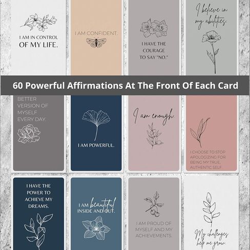 ديسي بطاقات التأكيد للنساء مع أسئلة مثيرة للتفكير. 60 بطاقة تأكيد فريدة من نوعها بألوان الأرض مع أكثر من 100 سؤال تمكيني. بطاقات تأمل، هدايا روحية للنساء. in Kuwait