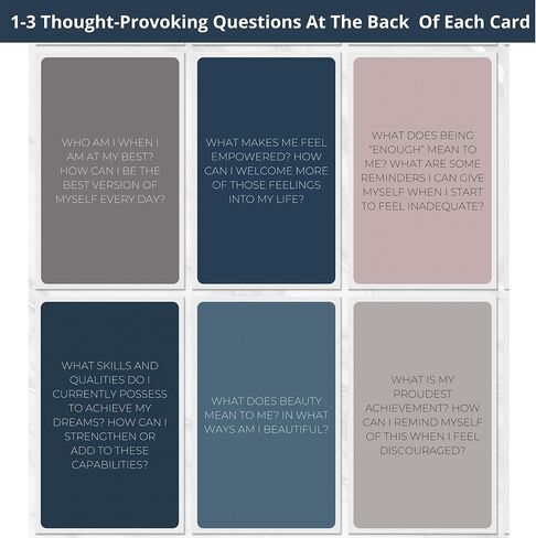 ديسي بطاقات التأكيد للنساء مع أسئلة مثيرة للتفكير. 60 بطاقة تأكيد فريدة من نوعها بألوان الأرض مع أكثر من 100 سؤال تمكيني. بطاقات تأمل، هدايا روحية للنساء. in Kuwait