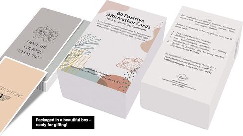 ديسي بطاقات التأكيد للنساء مع أسئلة مثيرة للتفكير. 60 بطاقة تأكيد فريدة من نوعها بألوان الأرض مع أكثر من 100 سؤال تمكيني. بطاقات تأمل، هدايا روحية للنساء. in Kuwait