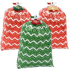 أكياس هدايا عيد الميلاد الكبيرة، 3 أكياس عيد الميلاد كبيرة الحجم مقاس 44 بوصة × 36 بوصة أكياس هدايا ضخمة للهدايا الكبيرة الضخمة، هدايا تغليف للأطفال على شكل دراجة دراجة وأكياس هدايا عيد الميلاد، حقيبة هدايا بلاستيكية للعطلات أقل من 10 دولارات in Kuwait